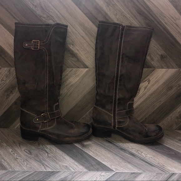 distressed biker boots